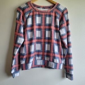 Sol Angeles, Plaid Hacci‎ Pullover Top, Red/Blue/White, Size Small, NWOT